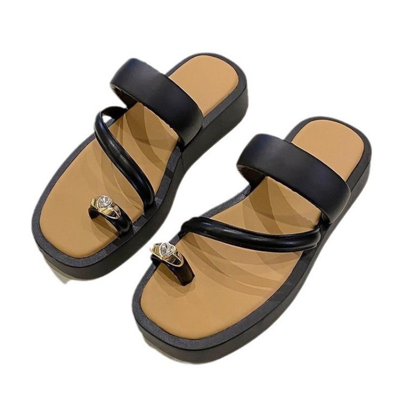 Сандалии женские Net Red Sponge Cake, лето 2024, новые толстые подошвы, однотонные, модные тапочки Fairy Wind, женские