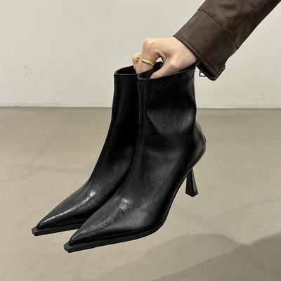 Новый бренд Женские ботильоны Модные с острым носком Боковые молнии Женские элегантные короткие ботинки Тонкий высокий каблук Челси Шо