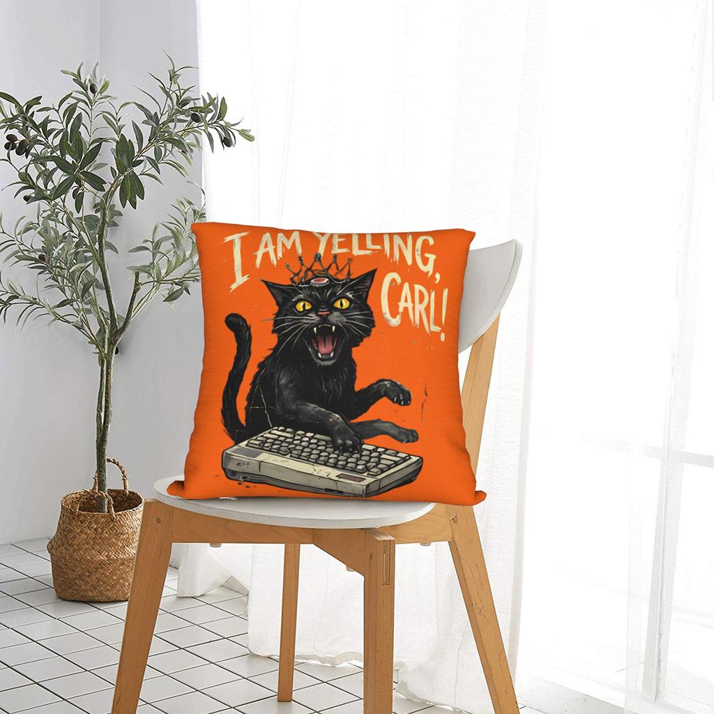 Pillow Case I Am Yelling Carl Donut Cat Meme Square Pillow Cover For Sofa Couch Bed Living Room Kawaii Pillowcases