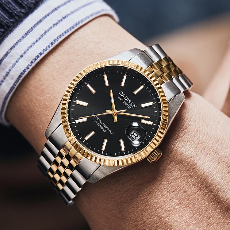 Cadisen C8053 Новые роскошные мужские часы высшего бренда с коробкой 5ATM Водонепроницаемые автоматические мужские механические часы с 21 драгоценным камнем