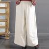 Chinese Style Long Pants Elastic Waist Wide Leg Casual Trousers Pockets Design Loose Fit Retro Pants