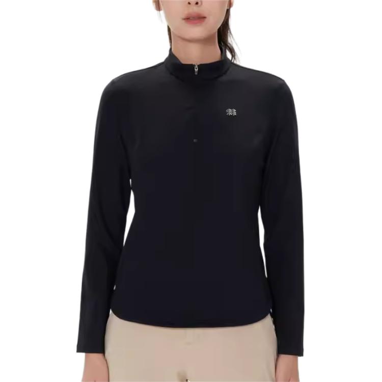 KOLON SPORT Серия для хайкинга Outdoor Эластичная футболка с длинным рукавом и полумолнией с логотипом, приталенная, женские топы LKZT4WNO02