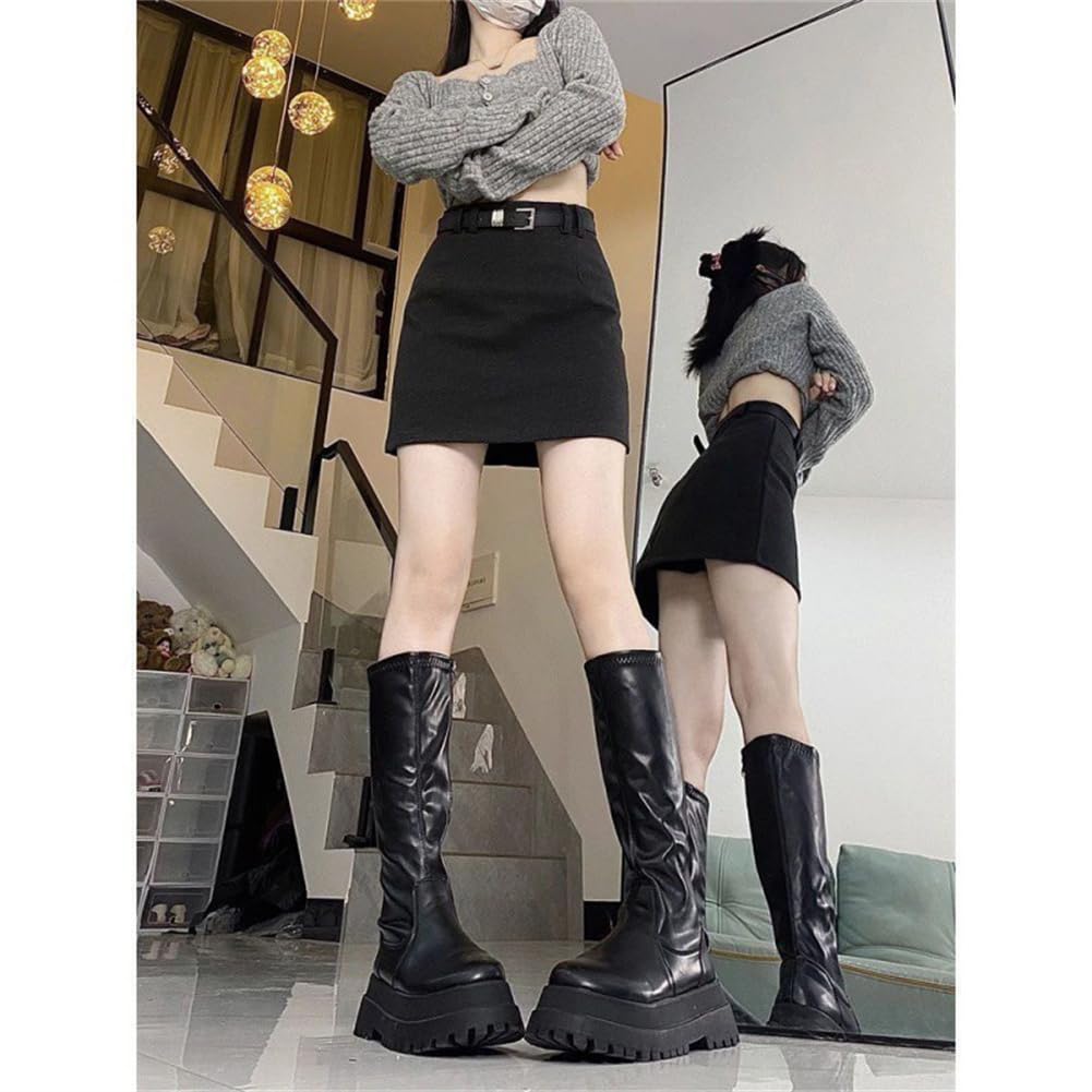 Облегающее мини однотонное офисное сзади красивые ноги и зимняя [SDSXZWG] юбка, эластичная, выше колена, сексуальная, цветная, женская, для носки, стройнящая, на молнии, ягодицы,