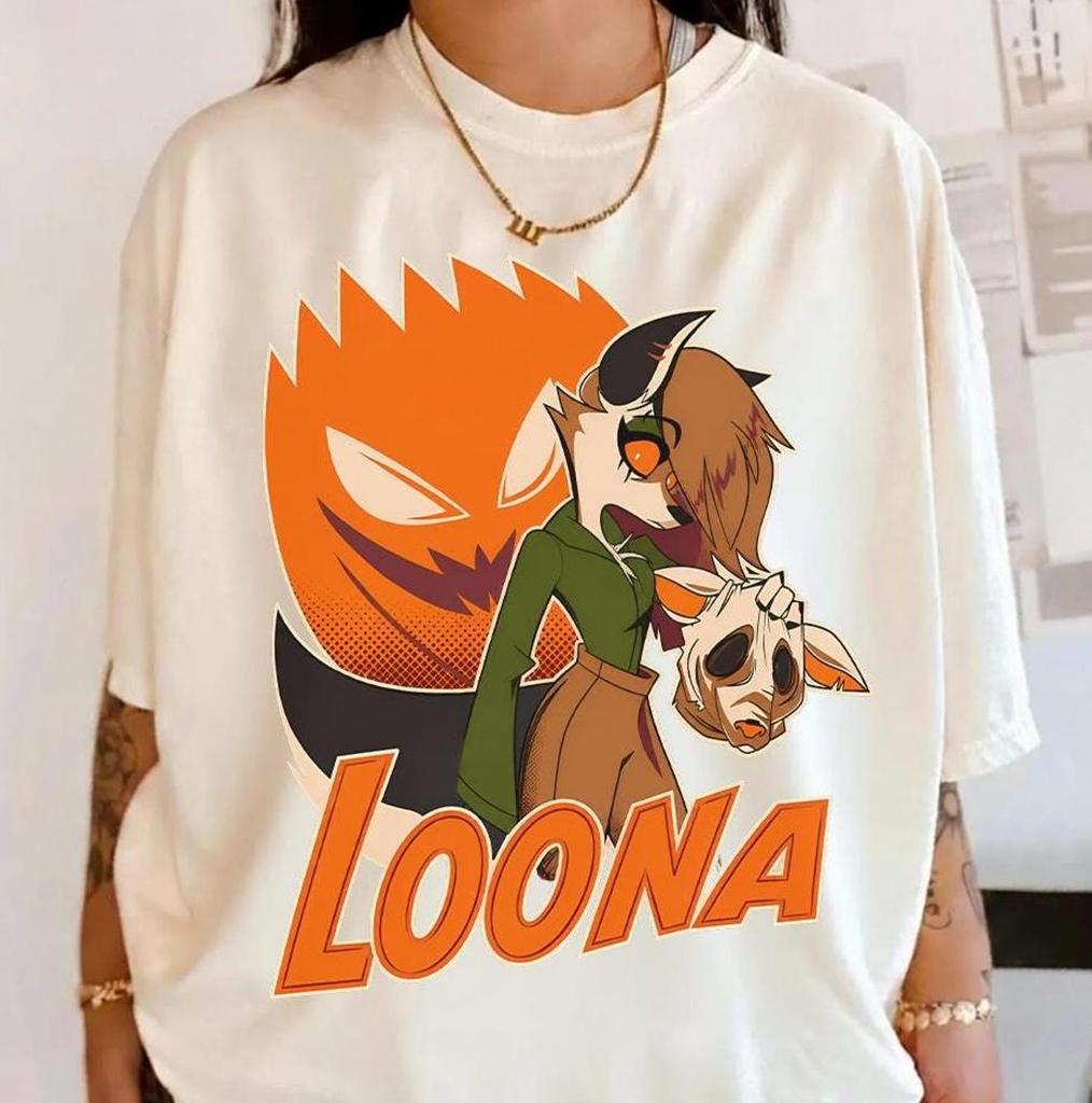 Футболка Comfort Colors Helluva Boss Loona - Футболка Hellaverse, Мерч Loona, Футболка с волком-демоном
