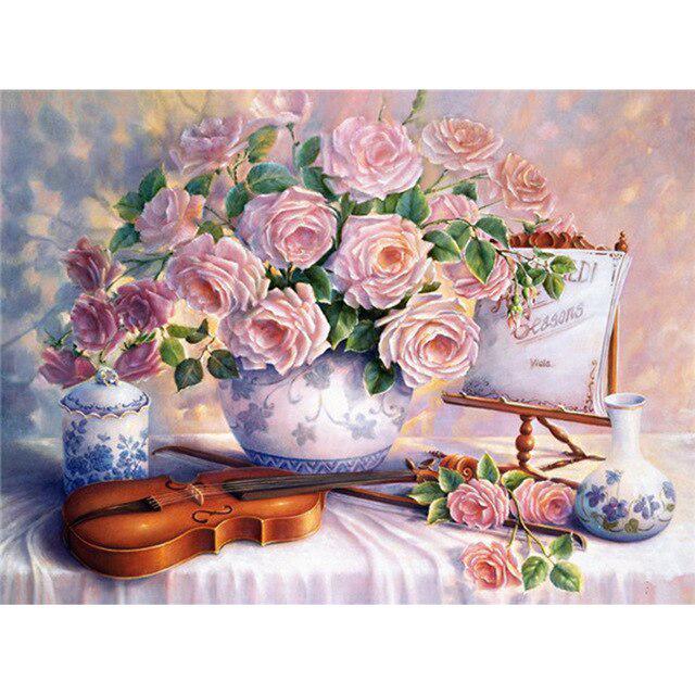 Flower DIY 5D Diamond Painting Full Round Drill Landscape Diamond Embroidery Rhinestones Mosaic Cross Stitch Home Decor Gift