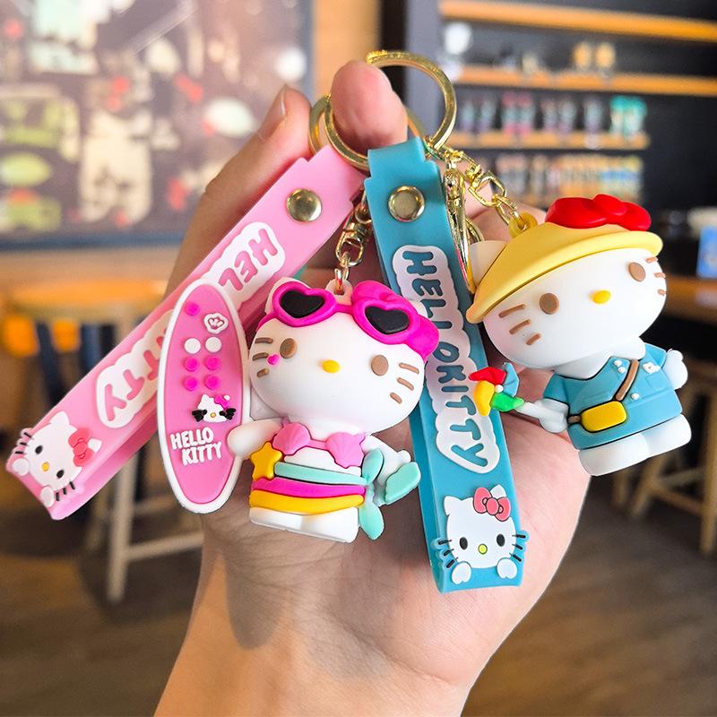 Ключница Kt Sanrio Фигурка кота Kt Брелок Курамицу Студенческий Маленький Подарок Каваи Милые Персонализированные Подарки Мода Y2k Игрушки Аниме