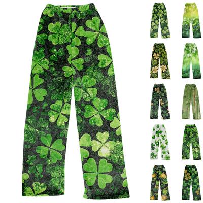 Женские модные повседневные домашние спальные брюки с принтом Святого Патрика