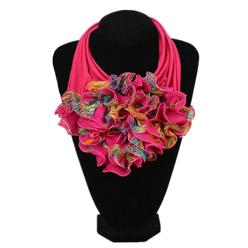 New Trend Women Scarf Floral Collar Scarf Luxury Big Flower Neckerchief Ring Neck Scarves Fashion Bandana Head Hijab For Ladies