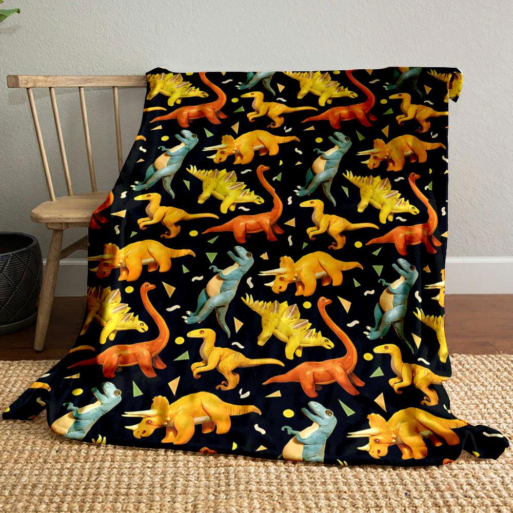 Cartoon Dinosaur Pattern Blanket bedroom Blanket for Livingroom Couch lunch break Soft throw for Friend's festival Gift