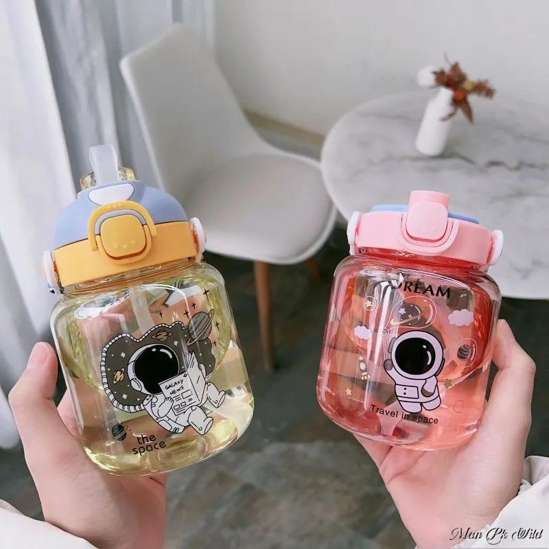 Бутылка для воды Двойной напиток Kawaii Детская бутылка для воды Милый пластиковый стакан для питья с трубочкой и веревкой Бутылка для школьников
