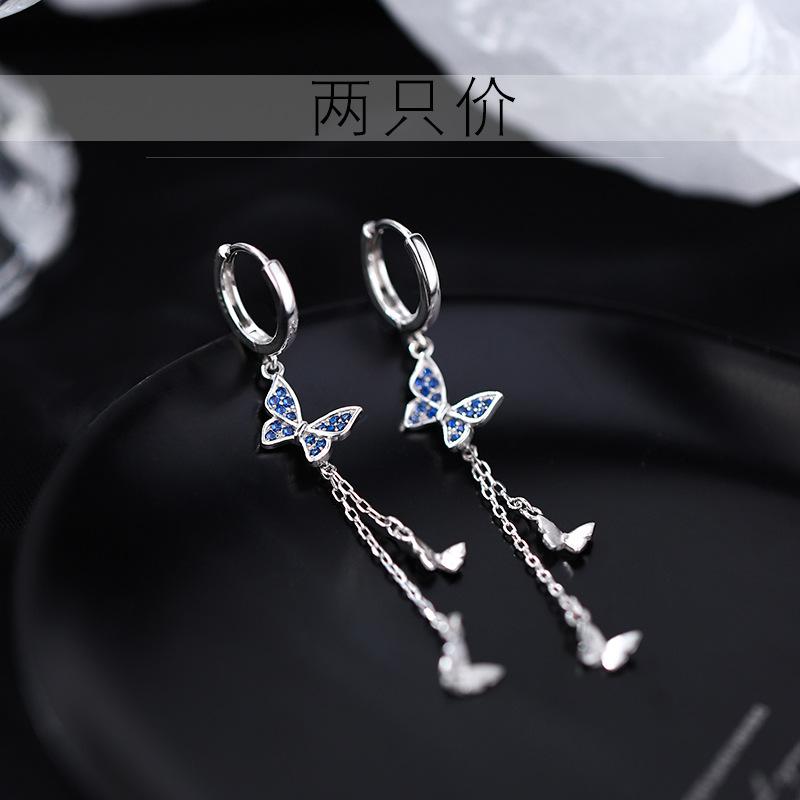 Оптовая продажа, модные очаровательные серьги-кольца из серебра 925 пробы, минималистичные бриллиантовые серьги-кольца с эффектом бабочки для женщин, унисекс, ювелирные изделия для вечеринок