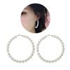 Lucky Jewelry Elegant Lady Faux Pearl Big Circle Dangle Hoop Earrings Statement Gift