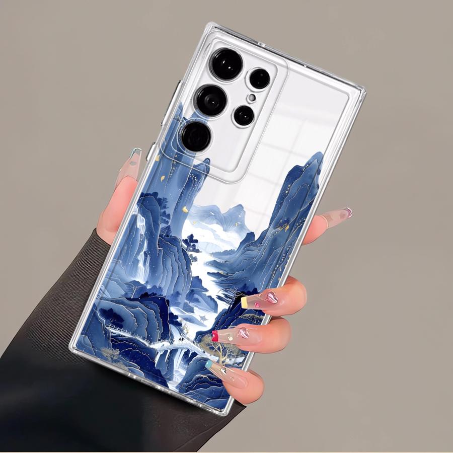 Чехол для Samsung Galaxy S26 S24 S21 S25 Edge S20 Plus S23 Ultra Note 20 Ultra 10 S22 FE Чехол для телефона Горы Вода Искусство