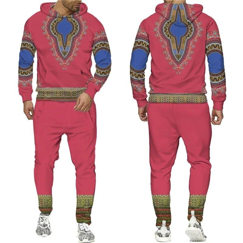 Африканский дашики, костюм с капюшоном, мужской повседневный 3D-принтер, толстовка в этническом стиле, брюки, комплекты для женщин, уличная одежда на заказ, спортивный костюм, пальто