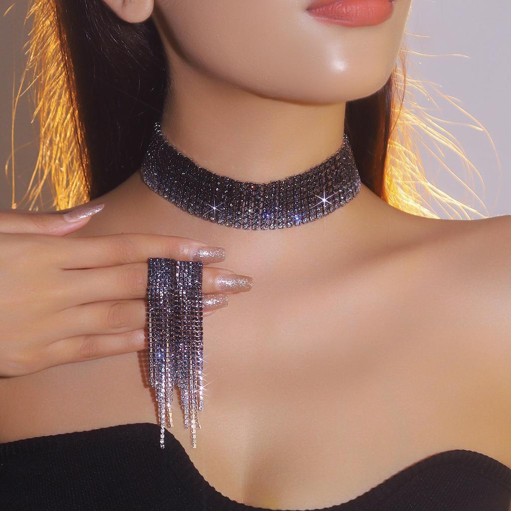 Свадебный набор украшений со стразами с леопардовым принтом, украшение-цепочка на шею.