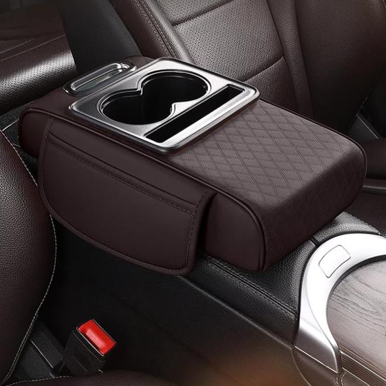 Car Armrest Box 5-in-1 Organizer with Cup Holder & Tissue Phone Slot Faux Leather Multifunctional Car Organizer Universal Vehicle Accessory