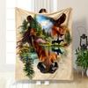 Majestic Horse and Nature Scene Patterned flannel blanket perfect for the bedroom living room, sofa, or a little nap