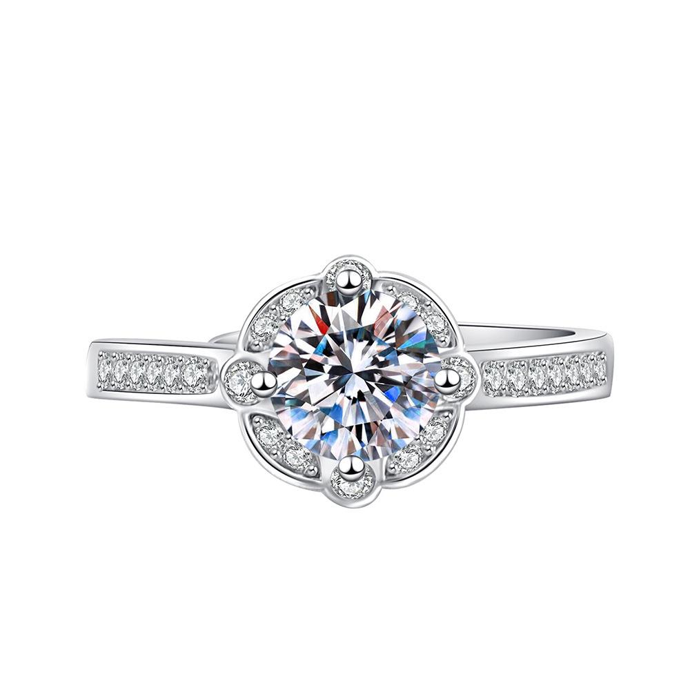 Open Adjustable European and American Style New Imitation Mosane Diamond Adjustable Girls' Ring Fashionable Creative Ring
