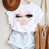 2025 Women Ladies Watercolor Casual Eye Eyelash Fashion Cartoon Summer Lady Print Tee Stylish T Top Tshirts Clothes T-Shirt