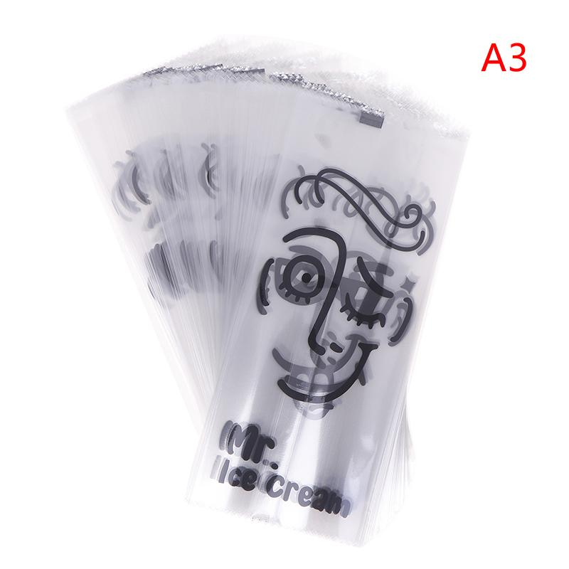 100Pcs/Pack Transparent Cartoon Ice Cream Machine-Sealed Bag Homemade Popsicle Plastic Bag Handmade Ice Cream Packing Bags