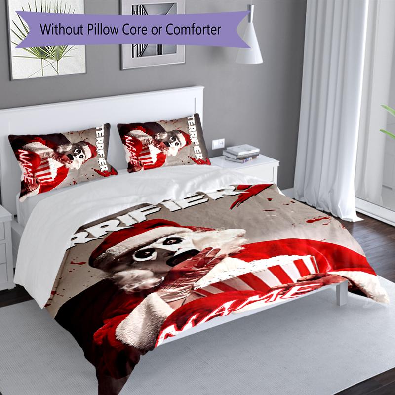 3pcs Custom Name Terrifier Art the Clown Bedding Set,Includes 1 Duvet Cover and 2 Pillowcases,All-season Bedroom Decor