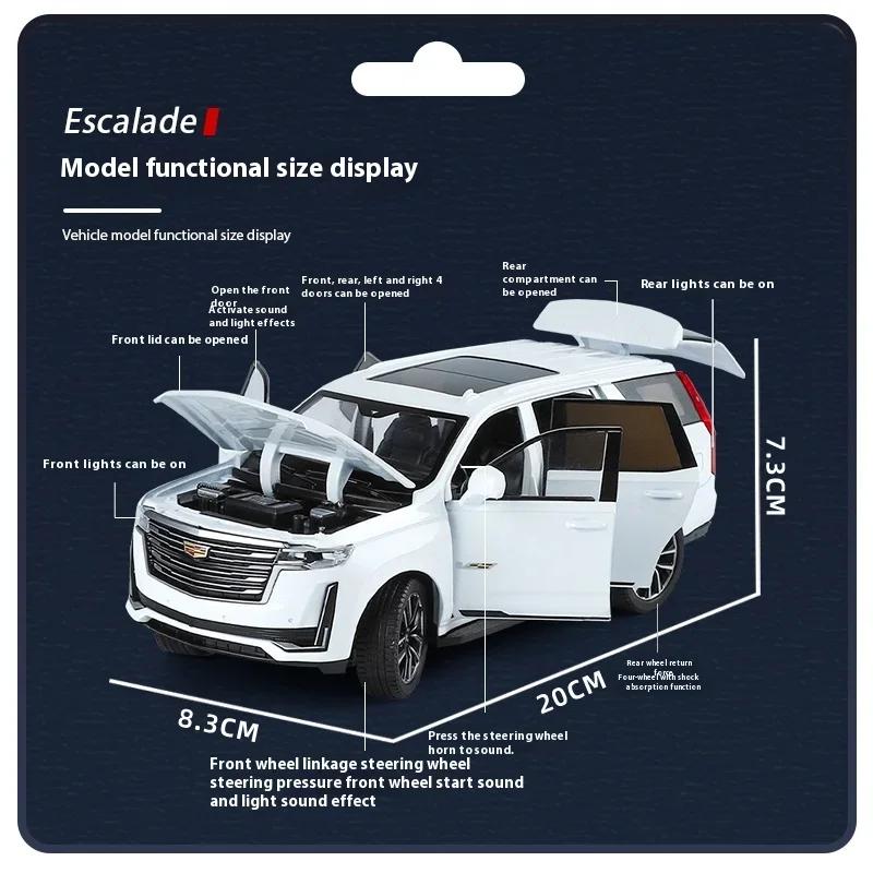 Simulation 1:24 Cadillac Escalade SUV Alloy Car Diecast Metal Model Sound & Light Toy Computer Desktop Ornaments Children Gift