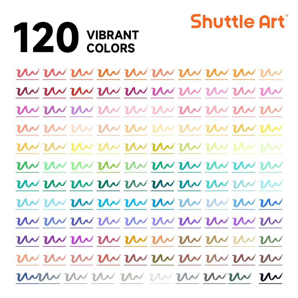 Shuttle Art Brush Pen Watercolor Brush 120 Color Set Marker Pen Watercolor Pen Twin Marker Brush Pen Ultra Fine Pen Waterproof Quick Drying