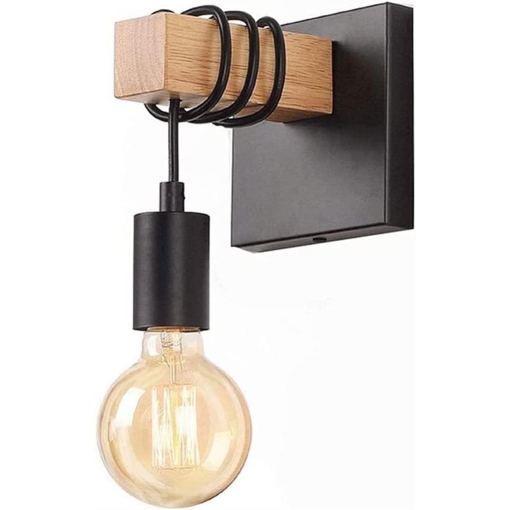 Retro Wooden Wall Light Vintage Industrial Wall Sconce Light Indoor Rustic Wall Lighting Fixture for Living Room Stair Hallway