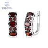 3.5ct Garnet Clasp Earrings Natural Gemstone 925 Sterling Silver Fine Jewelry for Women,wife,girls Nice Gift