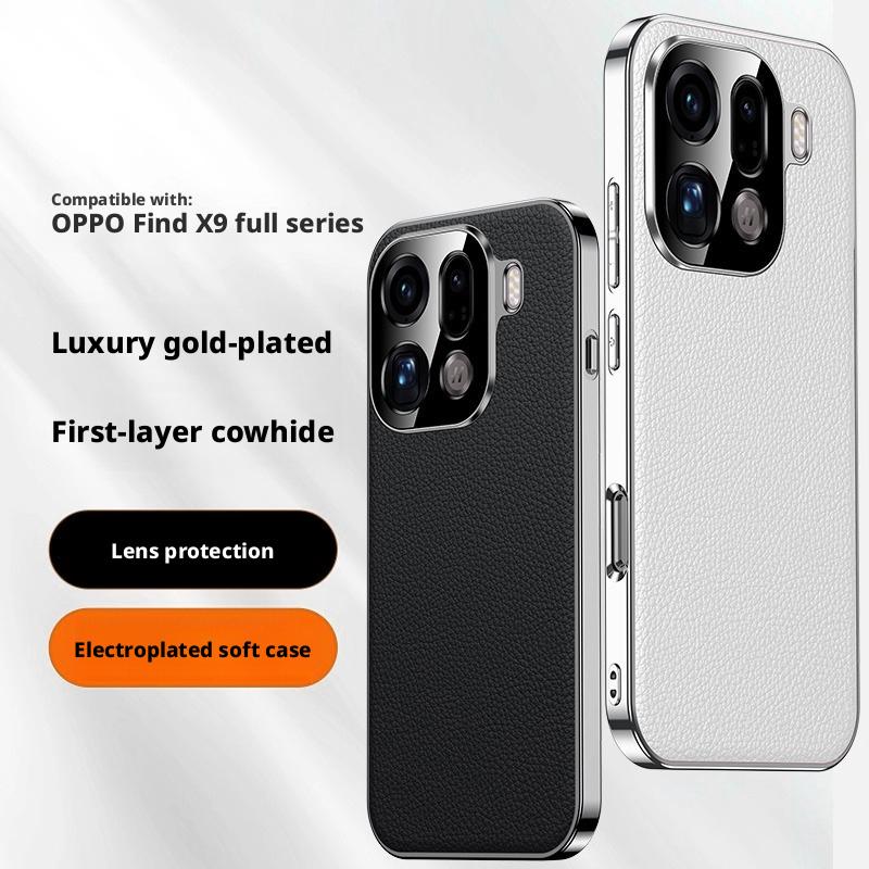 Премиальная Натуральная Кожа+ПК Гальваническое Заднее Покрытие Для Oppo Find X9,X9 Pro,X9s Pro, X9 Ultra Защита Камеры ударопрочный Чехол