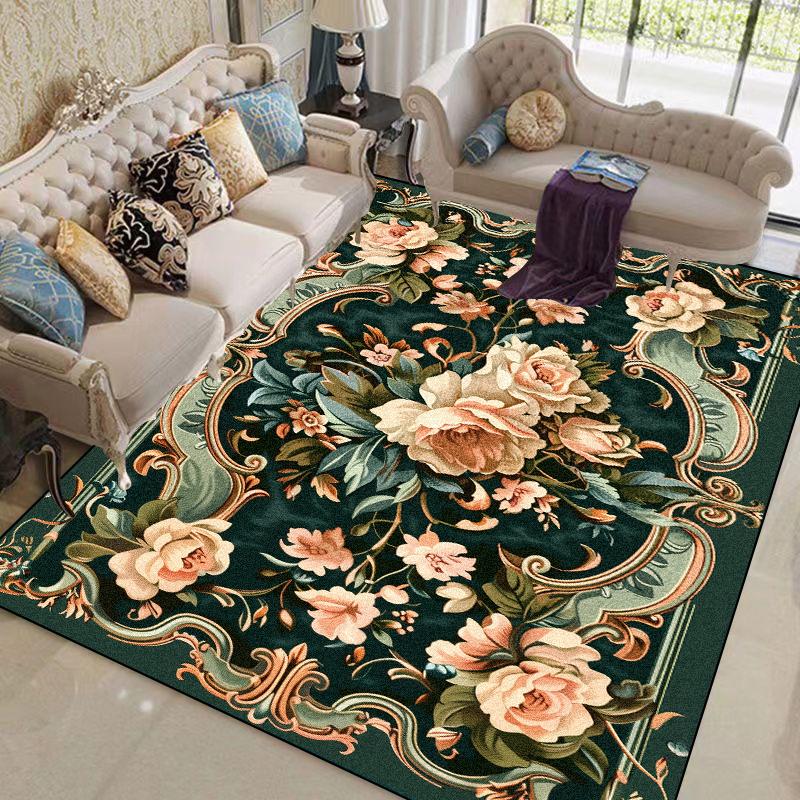 European Flower Carpets for Living Room Plant Pattern Decoration Carpet Home Sofa Area Foot Mat Bedroom Non-slip Soft Large Rugs