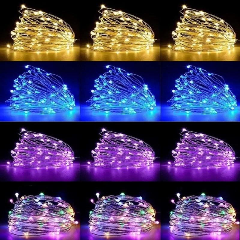 1m-30m LED String Light 8 Colors Fairy Lights LED Copper Wire Battery Powered for Wedding Party Christmas Decor Holiday Garland