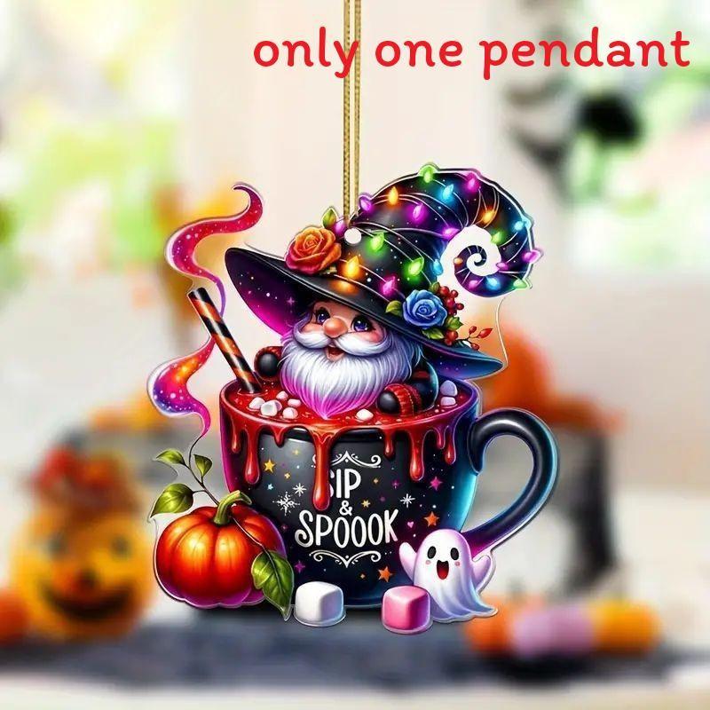 Candy Santa Halloween Claus Design Acrylic Flat Surface Pendant For Car Decor