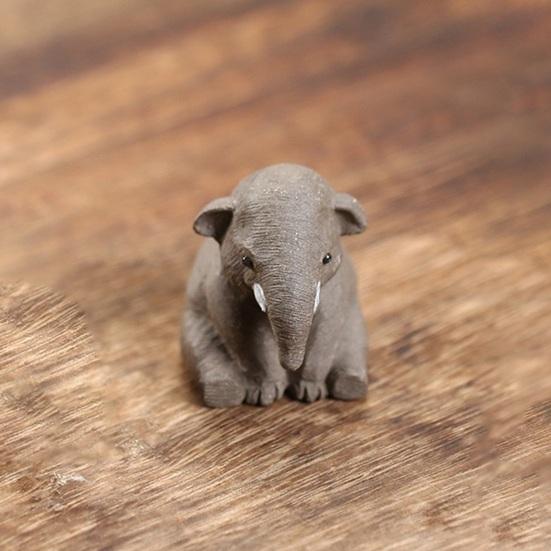 Purple-clay Elephant Tea Pet Adorable Handmade Animate Figurine Kung Fu Tea Ornament Home Office Tea Table Decoration