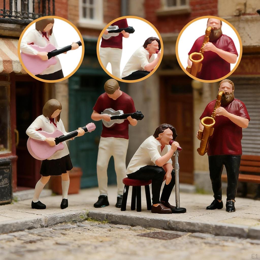 4x Миниатюрные Фигурки Масштаба 1/64 Раскрашенные Сцены DIY Проекты Декорация Песочного Стола Микро
