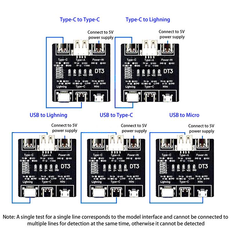 Dt3 Data Cable Detection Board Usb Cable Tester For Type-C Micro Usb C Short Circuit On-Off Switching Diagnose Test Board Tool