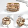 Элегантные кожаные браслеты-обертки в форме сердца, штабелируемые, богемные браслеты-манжеты, модные браслеты со стразами для женщин и девочек