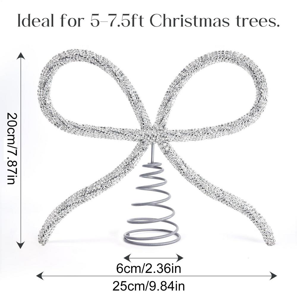 Christmas Tree Top Decorations Christmas Tree Topper Bow 7.9x9.8 Inch Metal Xmas Holiday Ornaments For Church Home Party