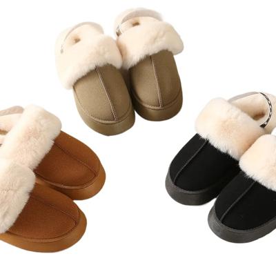 Новые модные повседневные домашние женские тапочки на толстой подошве, зимние хиты продаж, замшевые меховые теплые удобные зимние ботинки с открытой пяткой