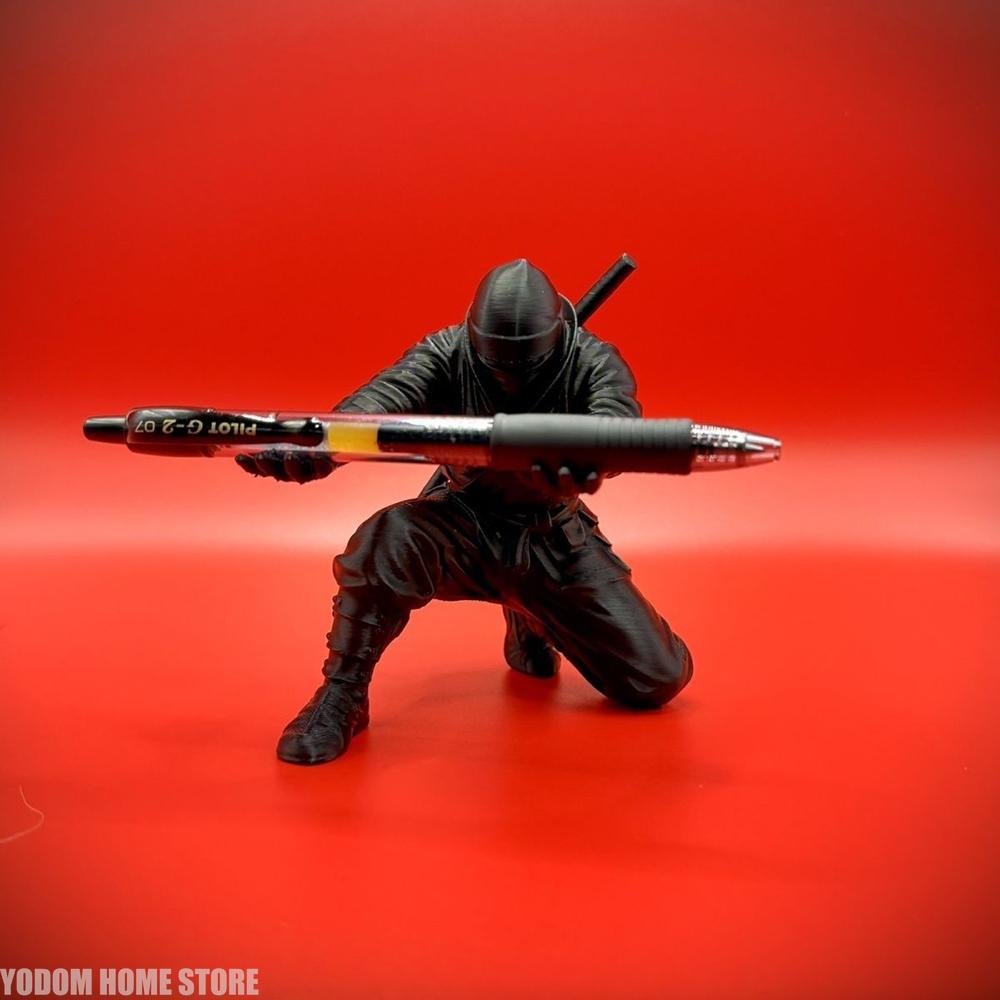 3d Printed Black Cool Ninja Pen Holder for Home Decor Decorative Figurines Desk Accessories Novelty Gift