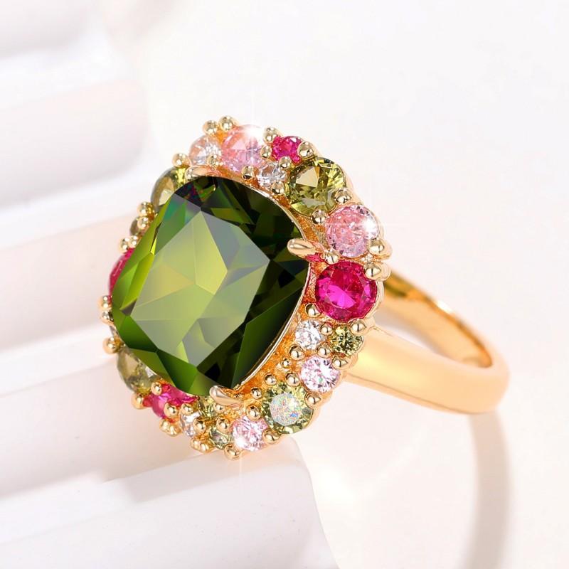 Classic Copper Alloy Zircon Ring Ladies Jewelry Wedding Promise Party Gift