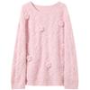 SanCai Women's 2025 Winter Textured Knit Round Neck Sweater