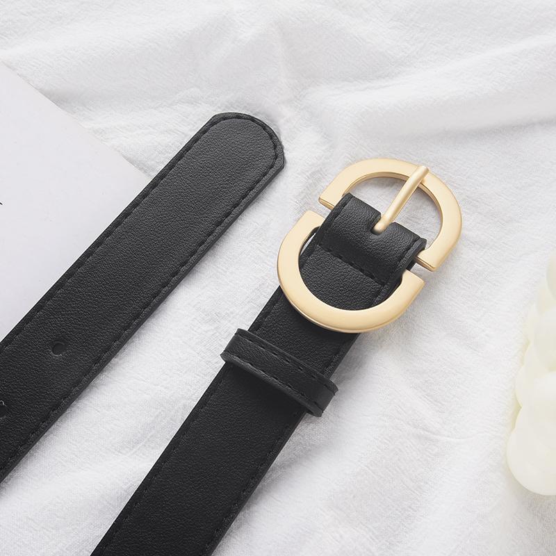 Женский ремень Trend Gold Oval Buckle Belt Casual Versatile Belt Pu Belt Cheap Belt Para With Jeans, Gift For Mother or Girl