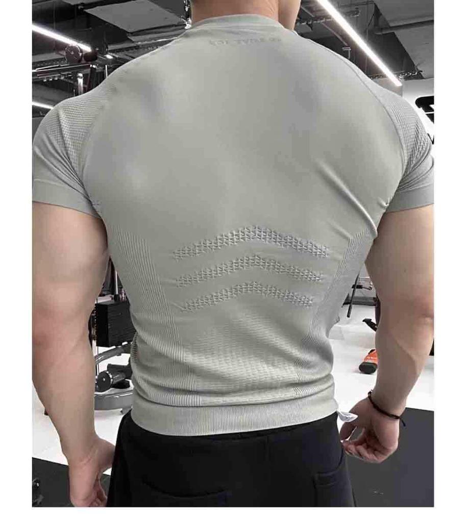 Men's Seamless Quick-Dry Compression Sports T-Shirt: Short Sleeve, Summer Fitness & Running Wear