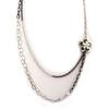 [K6006] - Silver-black 'Calypso' Steel Long Necklace (flower)