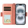 For iPhone 16 Leather Case Magnetic Closure Wallet Stand Phone Cover with Crossbody Strap