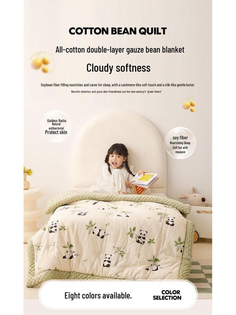 Детское хлопковое одеяло из двойной марли класса А - Всесезонное с соевым наполнителем