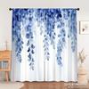 Blue Leaf Pattern Print Drapes Room Darkening Window Curtains for Home Decor,Rod Pocket Blackout Curtains Bedroom