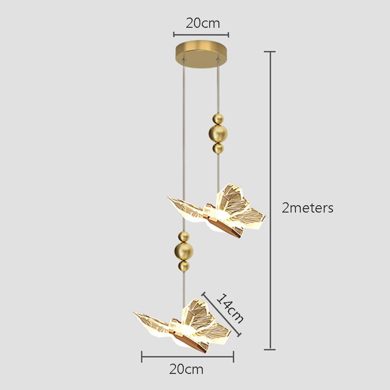 LED Butterfly Pendant Lights Nordic Indoor Lighting Fixture For Home Decor Dining Table Living Room Bedroom Crystal Hanging Lamp