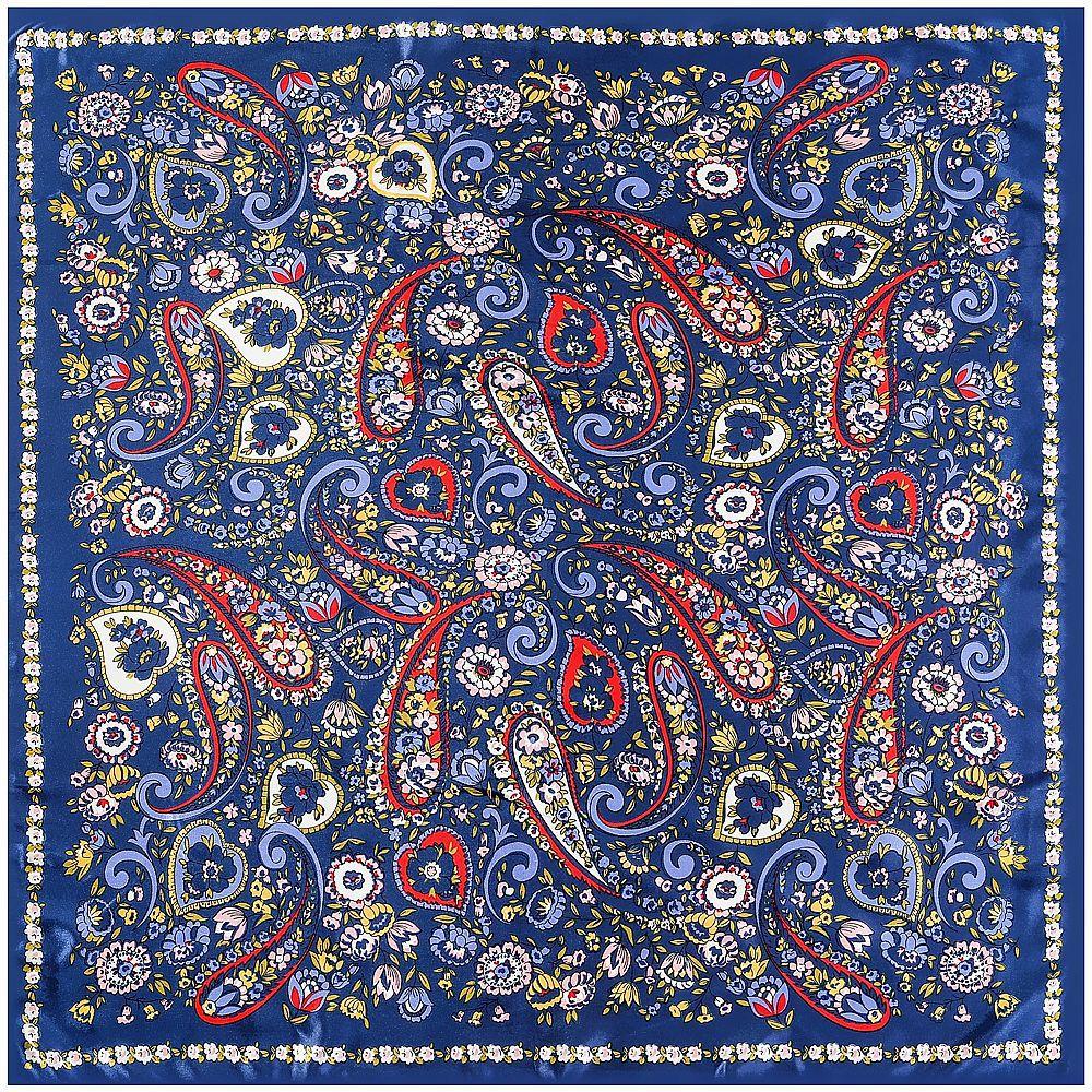 Luxury Four Leaf Clover Flower Headband Hijab Bandana Women Satin Silk Scarf Shawl Foulards Femme Square Scarves Wraps 90*90CM